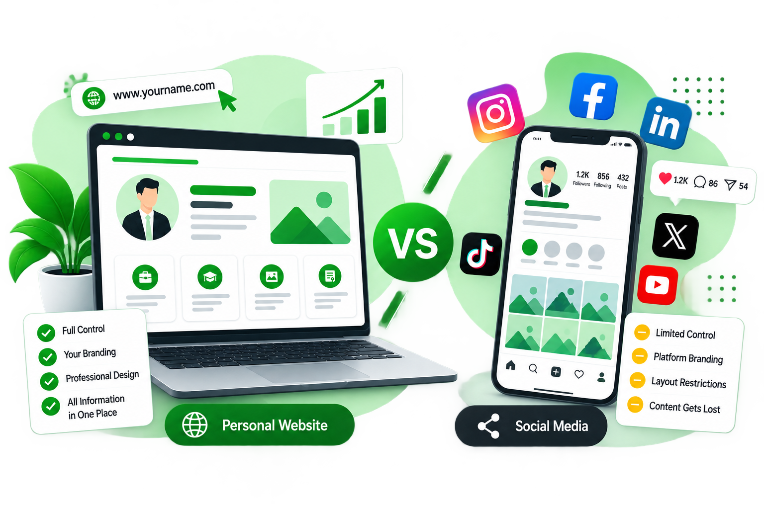 Personal Website vs Social Media comparison