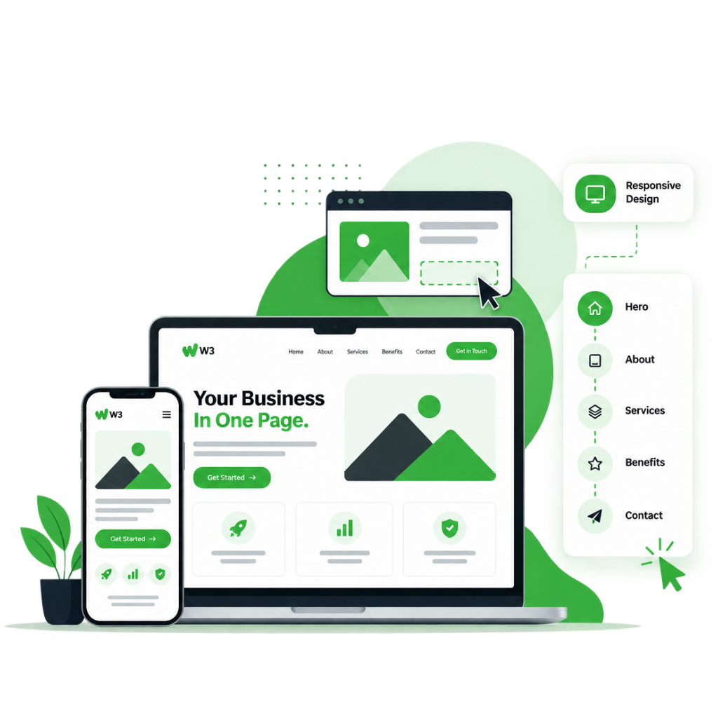 Single Page Website Development Services from W3 Media